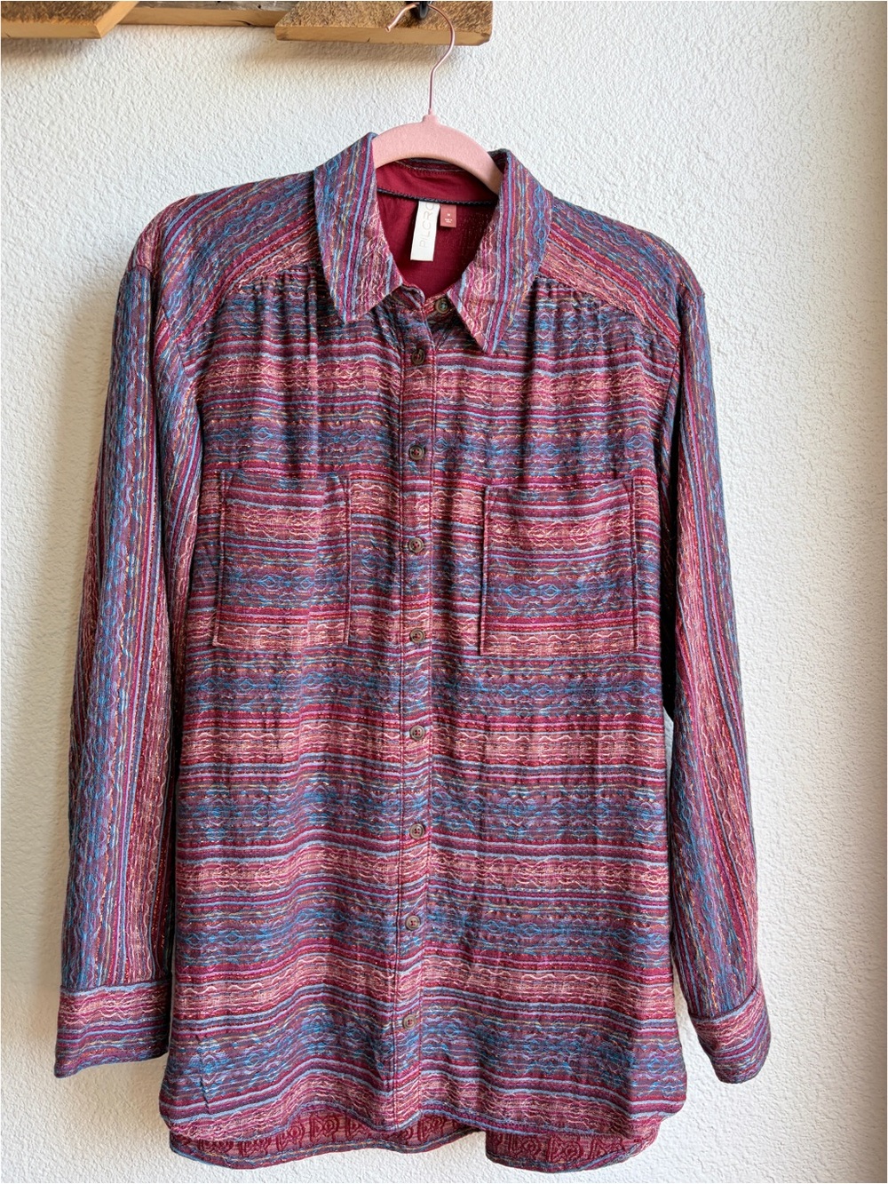 Anthropologie Pilcro Striped Metallic Button Down Blouse Medium